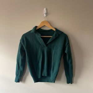 Aritizia forest green merino wool polo sweater size xs w